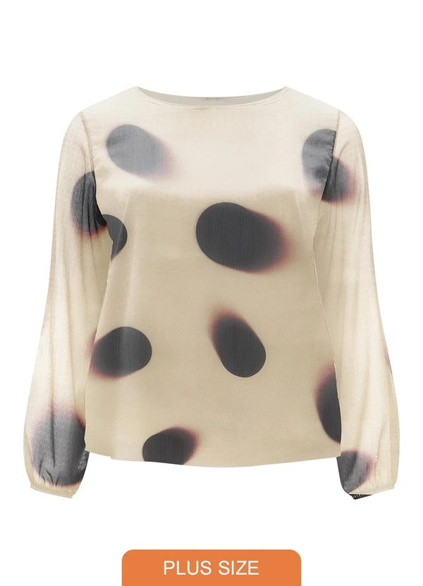 Lunender Mais Mulher - Blusa Estampada Plus Size Bege