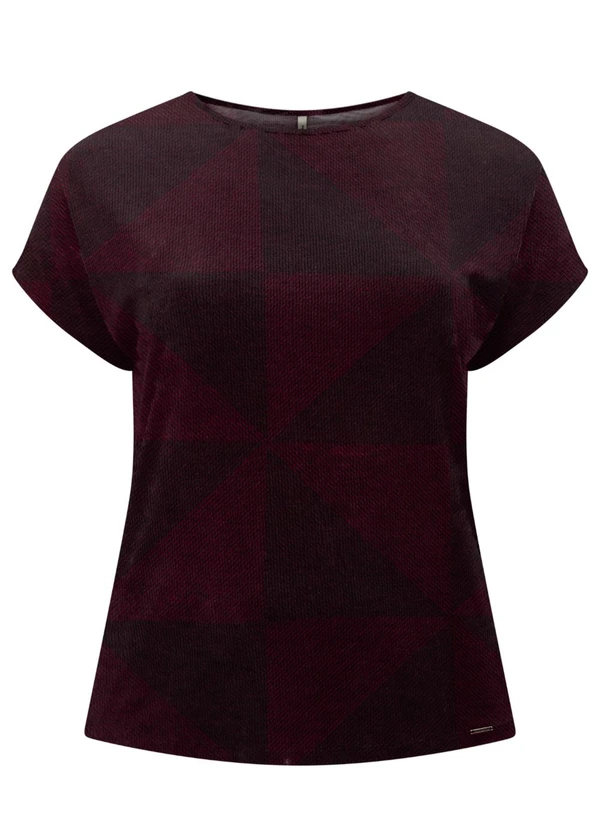 Lunender Mais Mulher - Blusa Estampada Plus Size em Malha Bordo