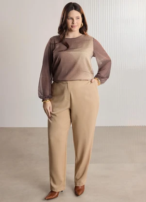 Lunender Mais Mulher - Blusa Estampada Plus Size Marrom - LUNENDER MAIS MULHER