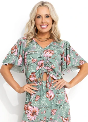 Moda Pop - Blusa Floral Colorido em Malha - MODA POP