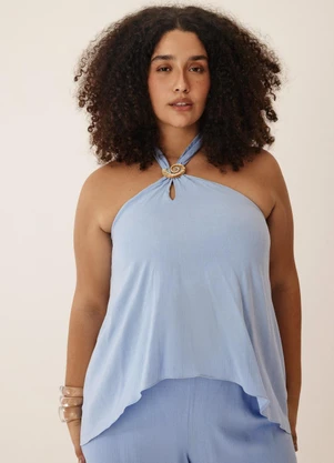 Elegance - Blusa Frente Única Mullet Azul Serenity - ELEGANCE