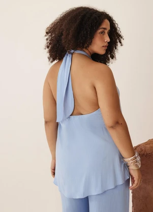 Elegance - Blusa Frente Única Mullet Azul Serenity - ELEGANCE