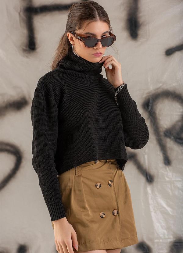 Choyee - Blusa Gola Alta Tricô Preto 5