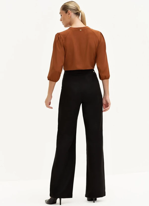 Principessa - Blusa Manga 7/8 em Crepe Marrom Ferrugem Vanessa 4