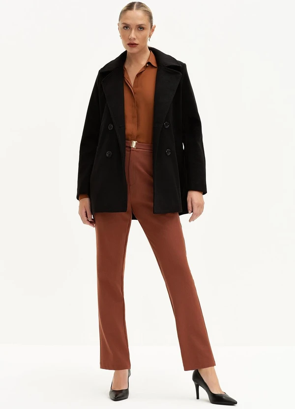 Principessa - Blusa Manga 7/8 em Crepe Marrom Ferrugem Vanessa 5