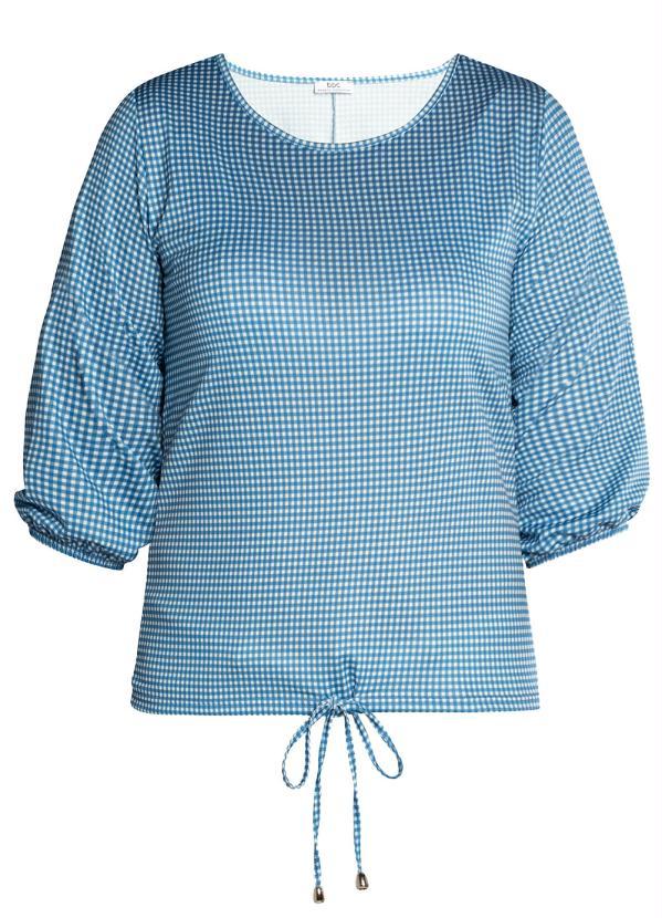Outlet - Blusa Manga 7/8 Vichy Azul 6