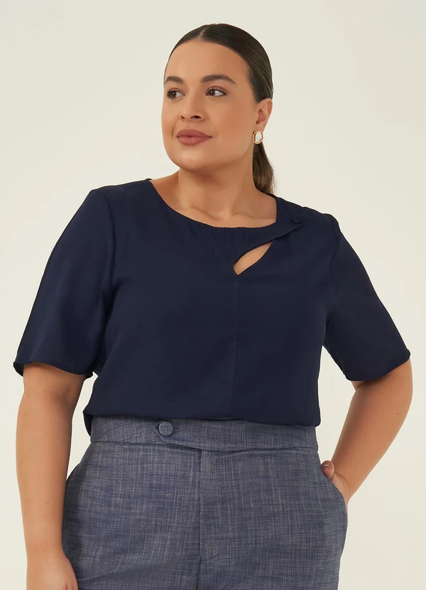 Principessa - Blusa Manga Curta com Gota e Botão Nany Azul 5