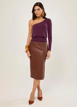 Naguchi - Blusa Ombro So com Franzidos Grape - NAGUCHI