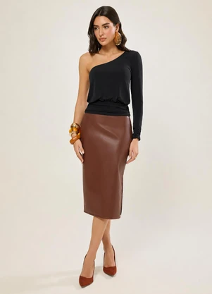 Naguchi - Blusa Ombro So com Franzidos Preto - NAGUCHI