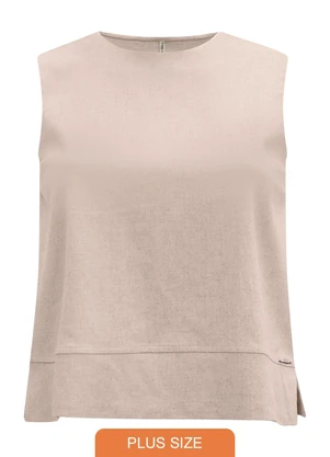 Lunender Mais Mulher - Blusa Plus Size com Aberturas Laterais Bege - LUNENDER MAIS MULHER