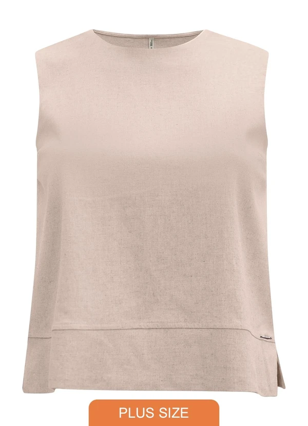 Lunender Mais Mulher - Blusa Plus Size com Aberturas Laterais Bege