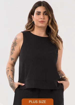 Lunender Mais Mulher - Blusa Plus Size com Aberturas Laterais Preto - LUNENDER MAIS MULHER