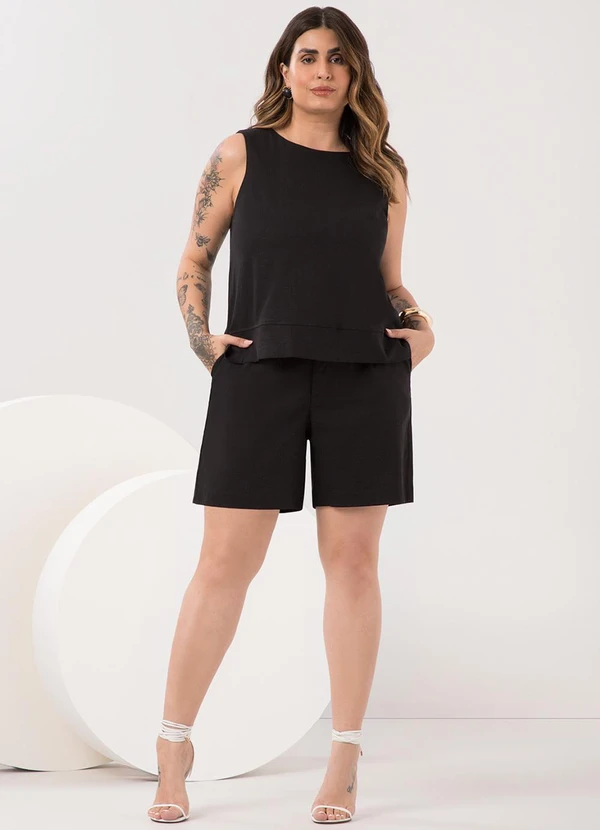 Lunender Mais Mulher - Blusa Plus Size com Aberturas Laterais Preto 3