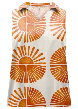 Lunender Mais Mulher - Blusa Plus Size com Decote em V e Gola Amarelo - LUNENDER MAIS MULHER