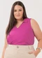 Lunender Mais Mulher - Blusa Plus Size com Decote em V e Gola Verde - variação: Rosa