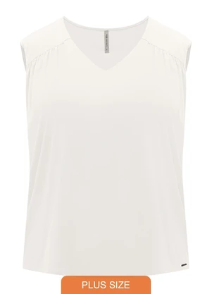Lunender Mais Mulher - Blusa Plus Size com Franzidos em Malha Branco - LUNENDER MAIS MULHER