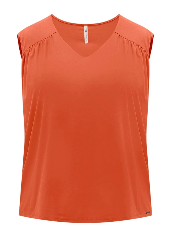 Lunender Mais Mulher - Blusa Plus Size com Franzidos em Malha Laranja 5