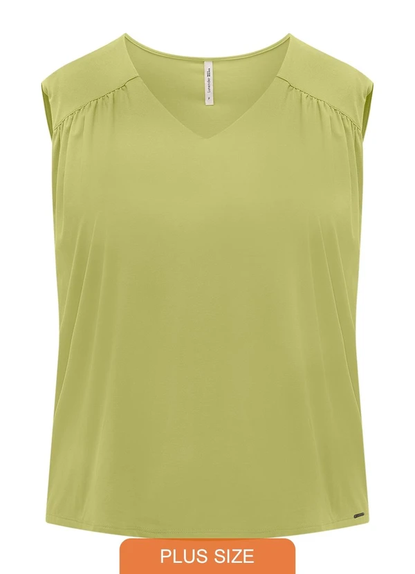 Lunender Mais Mulher - Blusa Plus Size com Franzidos em Malha Verde