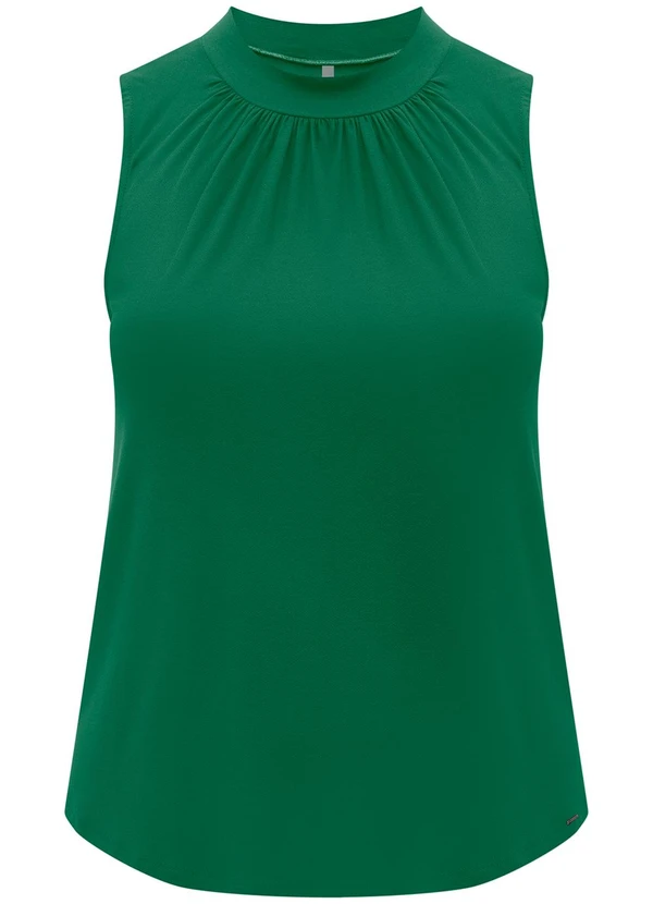 Lunender Mais Mulher - Blusa Plus Size com Gola Franzida Crepe Verde 4