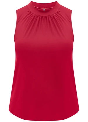 Lunender Mais Mulher - Blusa Plus Size com Gola Franzida Crepe Vermelho - LUNENDER MAIS MULHER