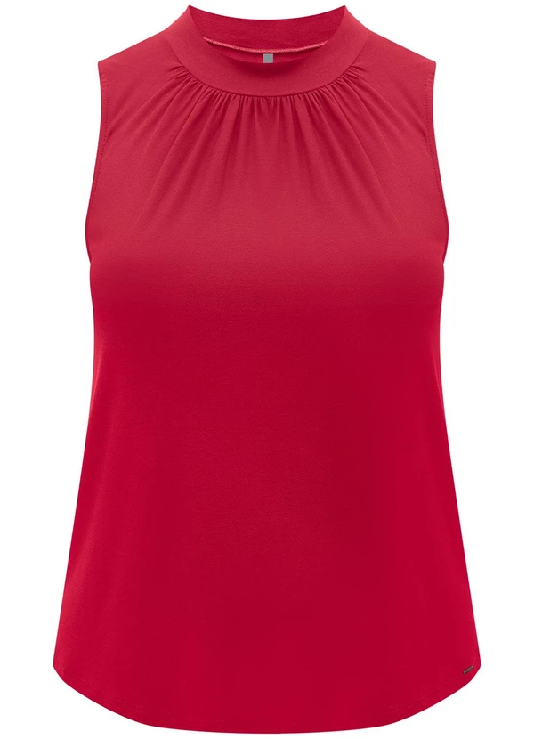 Lunender Mais Mulher - Blusa Plus Size com Gola Franzida Crepe Vermelho