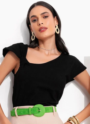 Quintess - Blusa Preta em Cotton - QUINTESS