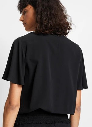 bonprix - Blusa Preta em Viscose Plana - BONPRIX