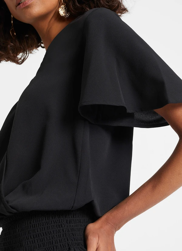 bonprix - Blusa Preta em Viscose Plana 3