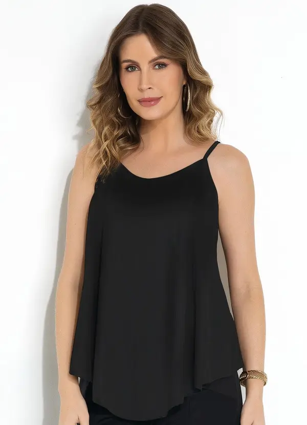 Moda Pop - Blusa Preto em Malha