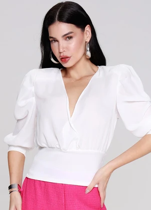 Outlet - Blusa Transpassada Queen Branco - OUTLET