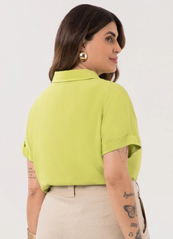 Lunender Mais Mulher - Camisa de Mangas Curtas Plus Size Verde 2