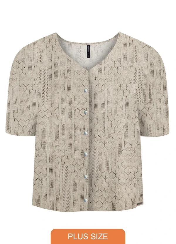 Lunender Mais Mulher - Camisa Estampada D com Decote em V Branco