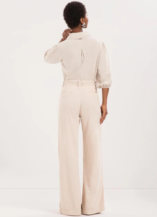 Lunender - Camisa Feminina de Mangas 3/4 com Elástico Bege 4