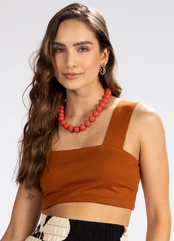 Dzarm - Top em Viscose Caramelo
