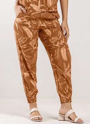 Outlet - Calça Alfaiataria Estampada Adulto Marrom - OUTLET