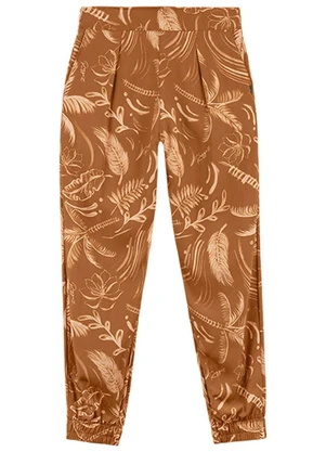 Outlet - Calça Alfaiataria Estampada Adulto Marrom - OUTLET