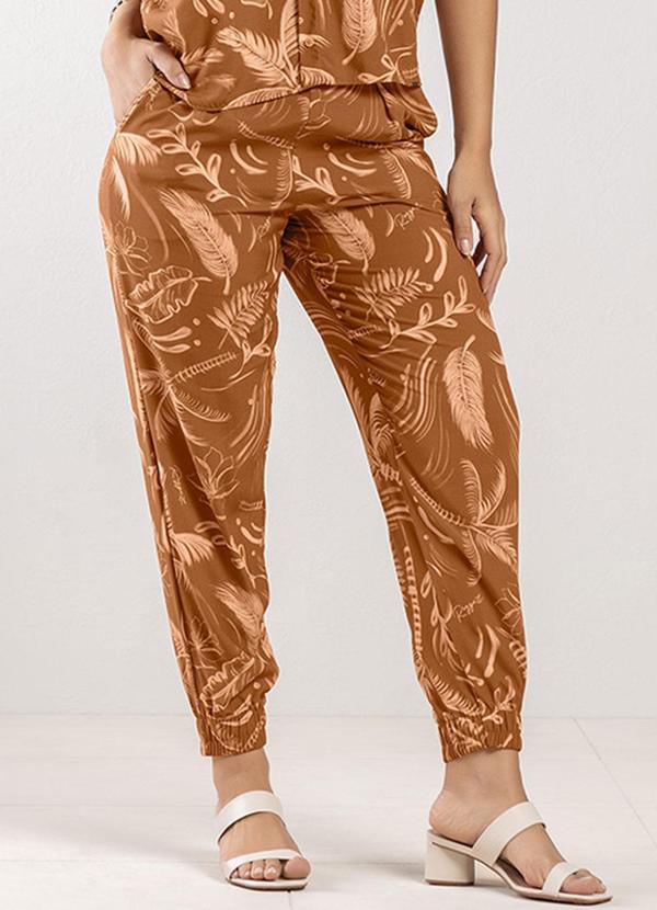 Rezzato - Calça Alfaiataria Estampada Adulto Marrom