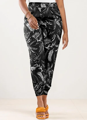 Outlet - Calça Alfaiataria Estampada Adulto Preto - OUTLET