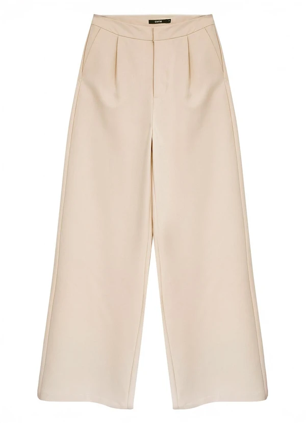 Enfim - Calça Alfaiataria Wide Leg Areia