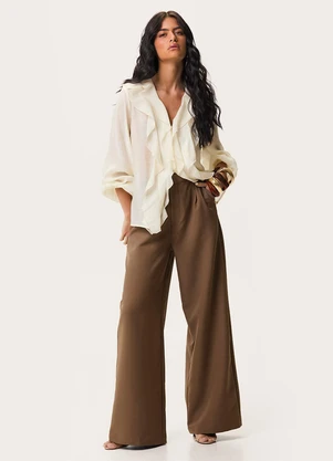 Enfim - Calça Alfaiataria Wide Leg Caramelo - ENFIM