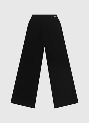 Enfim - Calça Ampla em Tricot Preto - ENFIM