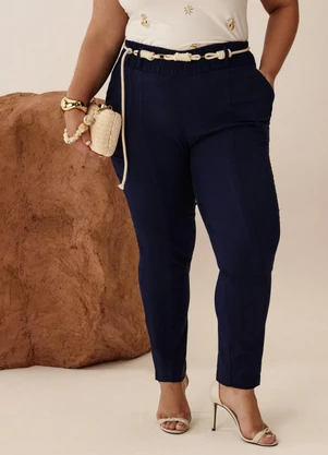 Elegance - Calça Baggy com Elástico Cós Azul Blue Space - ELEGANCE