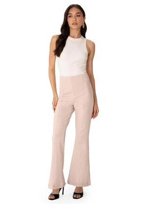 Enfim - Calça Bootcut em Malha Areia - ENFIM