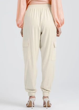 Gris - Calça Cargo em Linho Bege - GRIS