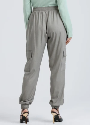 Gris - Calça Cargo em Linho Cinza - GRIS