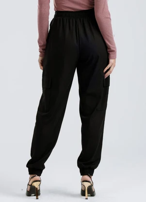 Gris - Calça Cargo em Linho Preto - GRIS