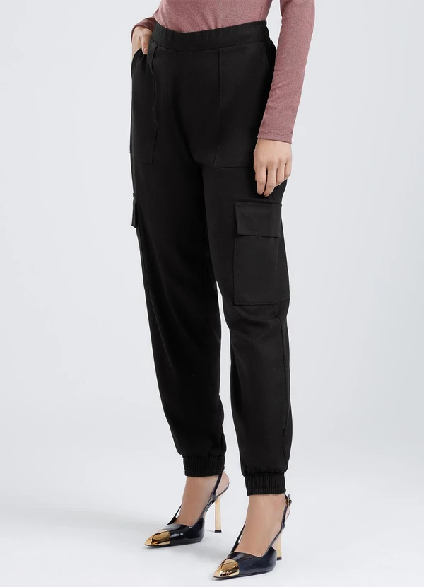 Gris - Calça Cargo em Linho Preto