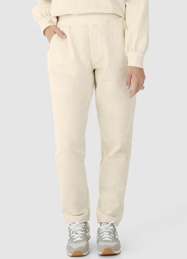 Malwee - Calça Carrot em Moletom Linho Bege
