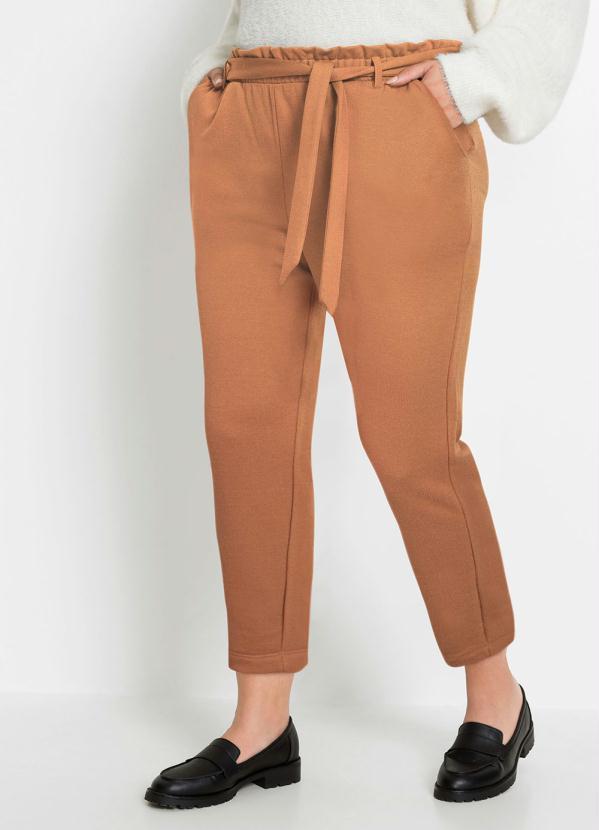 Outlet - Calça Clochard com Amarração Caramelo 4