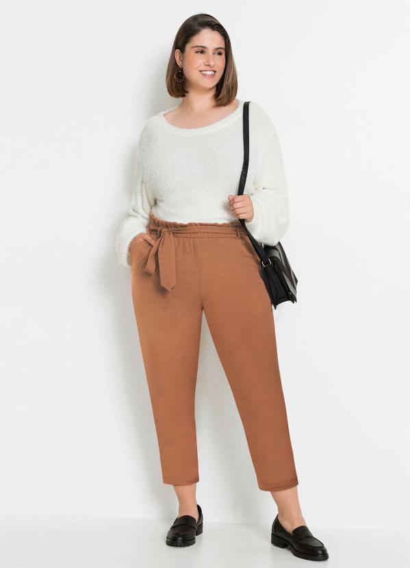 Outlet - Calça Clochard com Amarração Caramelo 6